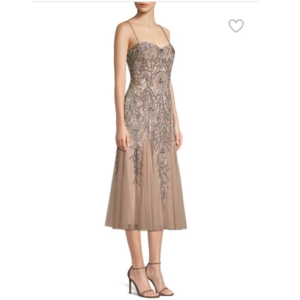 Aidan Mattox sequined spaghetti strap column dress - Picture 3 of 6